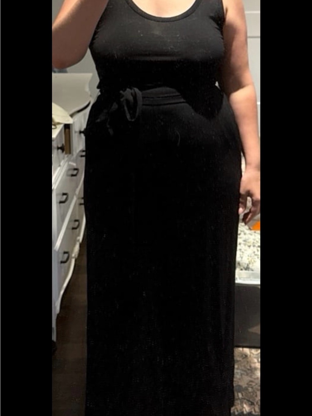 Classic Black Tank Jumpauit with Waist Tie